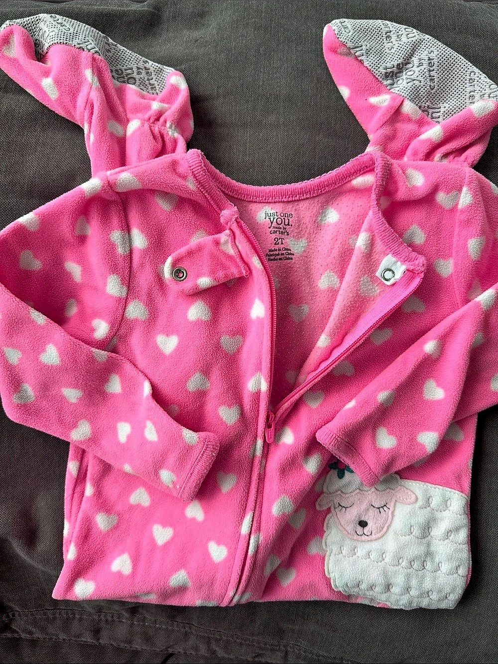 Just One You by Carter's Heart-Print Lamb Footie Pink